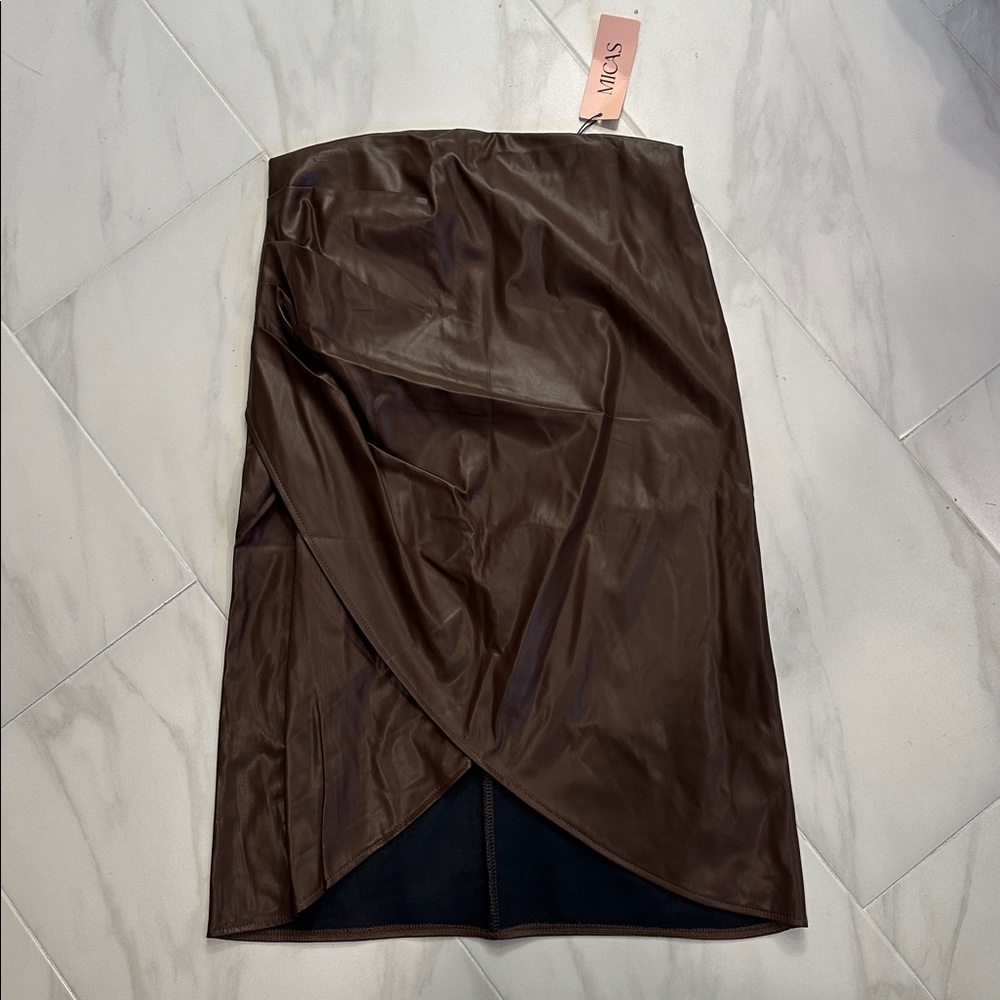 Brown Faux Leather Skirt